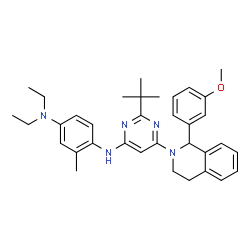 ChemSpider 2D Image | N~4~,N~4~-Diethyl-N~1~-{6-[1-(3-methoxyphenyl)-3,4-dihydro-2(1H)-isoquinolinyl]-2-(2-methyl-2-propanyl)-4-pyrimidinyl}-2-methyl-1,4-benzenediamine | C35H43N5O