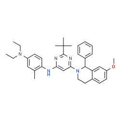 ChemSpider 2D Image | N~4~,N~4~-Diethyl-N~1~-[6-(7-methoxy-1-phenyl-3,4-dihydro-2(1H)-isoquinolinyl)-2-(2-methyl-2-propanyl)-4-pyrimidinyl]-2-methyl-1,4-benzenediamine | C35H43N5O