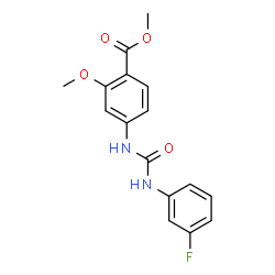 ChemSpider 2D Image | Methyl 4-{[(3-fluorophenyl)carbamoyl]amino}-2-methoxybenzoate | C16H15FN2O4