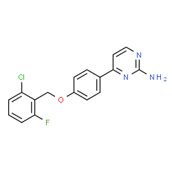ChemSpider 2D Image | 4-{4-[(2-Chloro-6-fluorobenzyl)oxy]phenyl}-2-pyrimidinamine | C17H13ClFN3O