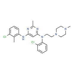 ChemSpider 2D Image | N'-(3-Chloro-2-methylphenyl)-N-(2-chlorophenyl)-2-methyl-N-[2-(4-methyl-1-piperazinyl)ethyl]-4,6-pyrimidinediamine | C25H30Cl2N6
