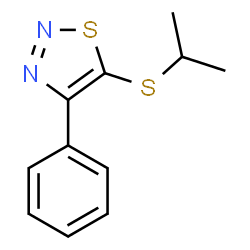 ChemSpider 2D Image | 5-(Isopropylsulfanyl)-4-phenyl-1,2,3-thiadiazole | C11H12N2S2