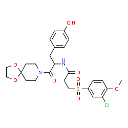 ChemSpider 2D Image | 3-[(3-Chloro-4-methoxyphenyl)sulfonyl]-N-[1-(1,4-dioxa-8-azaspiro[4.5]dec-8-yl)-3-(4-hydroxyphenyl)-1-oxo-2-propanyl]propanamide | C26H31ClN2O8S