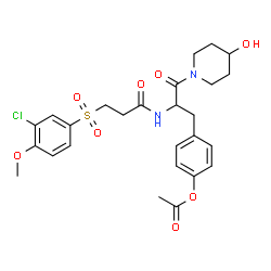 ChemSpider 2D Image | 4-[2-({3-[(3-Chloro-4-methoxyphenyl)sulfonyl]propanoyl}amino)-3-(4-hydroxy-1-piperidinyl)-3-oxopropyl]phenyl acetate | C26H31ClN2O8S
