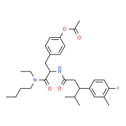 ChemSpider 2D Image | 4-(3-[Butyl(ethyl)amino]-2-{[3-(4-fluoro-3-methylphenyl)-4-methylpentanoyl]amino}-3-oxopropyl)phenyl acetate | C30H41FN2O4