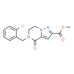ChemSpider 2D Image | Methyl 5-(2-chlorobenzyl)-4-oxo-4,5,6,7-tetrahydropyrazolo[1,5-a]pyrazine-2-carboxylate | C15H14ClN3O3