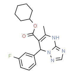 ChemSpider 2D Image | Cyclohexyl 7-(3-fluorophenyl)-5-methyl-1,7-dihydro[1,2,4]triazolo[1,5-a]pyrimidine-6-carboxylate | C19H21FN4O2