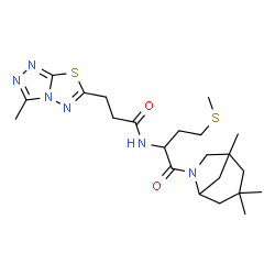 ChemSpider 2D Image | N-[4-(Methylsulfanyl)-1-oxo-1-(1,3,3-trimethyl-6-azabicyclo[3.2.1]oct-6-yl)-2-butanyl]-3-(3-methyl[1,2,4]triazolo[3,4-b][1,3,4]thiadiazol-6-yl)propanamide | C22H34N6O2S2