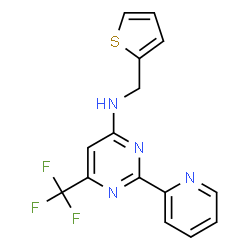 ChemSpider 2D Image | 2-(2-Pyridinyl)-N-(2-thienylmethyl)-6-(trifluoromethyl)-4-pyrimidinamine | C15H11F3N4S
