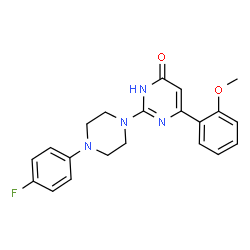 ChemSpider 2D Image | 2-[4-(4-Fluorophenyl)-1-piperazinyl]-6-(2-methoxyphenyl)-4(1H)-pyrimidinone | C21H21FN4O2