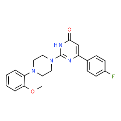 ChemSpider 2D Image | 4-pyrimidinol, 6-(4-fluorophenyl)-2-[4-(2-methoxyphenyl)-1-piperazinyl]- | C21H21FN4O2