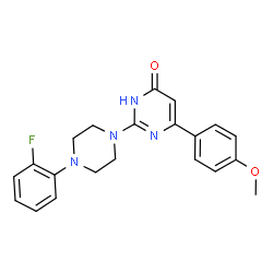 ChemSpider 2D Image | 2-[4-(2-Fluorophenyl)-1-piperazinyl]-6-(4-methoxyphenyl)-4(1H)-pyrimidinone | C21H21FN4O2