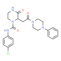 ChemSpider 2D Image | N-(4-chlorophenyl)-3-oxo-2-(2-oxo-2-(4-phenylpiperazin-1-yl)ethyl)piperazine-1-carboxamide | C23H26ClN5O3