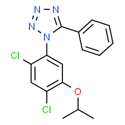 ChemSpider 2D Image | 1-(2,4-Dichloro-5-isopropoxyphenyl)-5-phenyl-1H-tetrazole | C16H14Cl2N4O