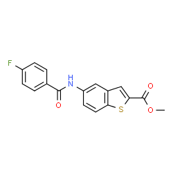 ChemSpider 2D Image | Methyl 5-[(4-fluorobenzoyl)amino]-1-benzothiophene-2-carboxylate | C17H12FNO3S