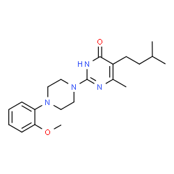 ChemSpider 2D Image | 4-pyrimidinol, 2-[4-(2-methoxyphenyl)-1-piperazinyl]-6-methyl-5-(3-methylbutyl)- | C21H30N4O2