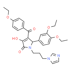 ChemSpider 2D Image | 5-(3,4-Diethoxyphenyl)-4-(4-ethoxybenzoyl)-3-hydroxy-1-[3-(1H-imidazol-1-yl)propyl]-1,5-dihydro-2H-pyrrol-2-one | C29H33N3O6