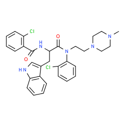 ChemSpider 2D Image | Nalpha-(2-Chlorobenzoyl)-N-(2-chlorophenyl)-N-[2-(4-methyl-1-piperazinyl)ethyl]tryptophanamide | C31H33Cl2N5O2
