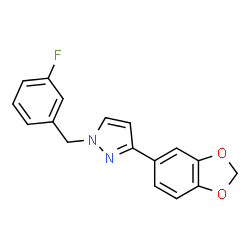 ChemSpider 2D Image | 3-(1,3-Benzodioxol-5-yl)-1-(3-fluorobenzyl)-1H-pyrazole | C17H13FN2O2