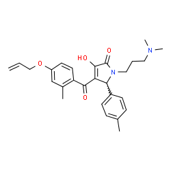 ChemSpider 2D Image | 4-[4-(Allyloxy)-2-methylbenzoyl]-1-[3-(dimethylamino)propyl]-3-hydroxy-5-(4-methylphenyl)-1,5-dihydro-2H-pyrrol-2-one | C27H32N2O4