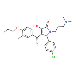 ChemSpider 2D Image | 5-(4-Chlorophenyl)-1-[3-(dimethylamino)propyl]-3-hydroxy-4-(3-methyl-4-propoxybenzoyl)-1,5-dihydro-2H-pyrrol-2-one | C26H31ClN2O4