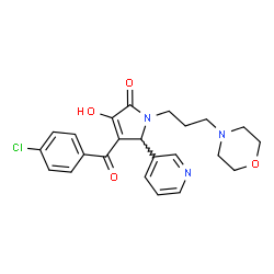 ChemSpider 2D Image | 4-(4-Chlorobenzoyl)-3-hydroxy-1-[3-(4-morpholinyl)propyl]-5-(3-pyridinyl)-1,5-dihydro-2H-pyrrol-2-one | C23H24ClN3O4