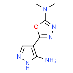 ChemSpider 2D Image | 5-(5-Amino-1H-pyrazol-4-yl)-N,N-dimethyl-1,3,4-oxadiazol-2-amine | C7H10N6O