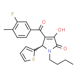 ChemSpider 2D Image | 1-Butyl-4-(3-fluoro-4-methylbenzoyl)-3-hydroxy-5-(2-thienyl)-1,5-dihydro-2H-pyrrol-2-one | C20H20FNO3S