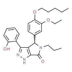 ChemSpider 2D Image | 4-[3-Ethoxy-4-(pentyloxy)phenyl]-3-(2-hydroxyphenyl)-5-propyl-4,5-dihydropyrrolo[3,4-c]pyrazol-6(1H)-one | C27H33N3O4