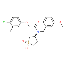 ChemSpider 2D Image | 2-(4-Chloro-3-methylphenoxy)-N-(1,1-dioxidotetrahydro-3-thiophenyl)-N-(3-methoxybenzyl)acetamide | C21H24ClNO5S