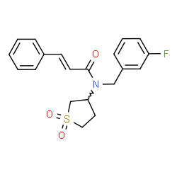 ChemSpider 2D Image | (2E)-N-(1,1-Dioxidotetrahydro-3-thiophenyl)-N-(3-fluorobenzyl)-3-phenylacrylamide | C20H20FNO3S