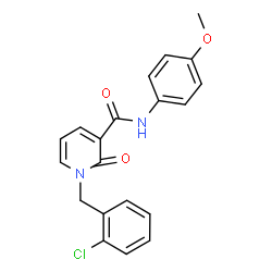 ChemSpider 2D Image | 1-(2-Chlorobenzyl)-N-(4-methoxyphenyl)-2-oxo-1,2-dihydro-3-pyridinecarboxamide | C20H17ClN2O3