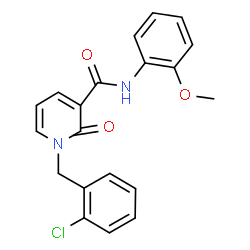 ChemSpider 2D Image | 1-(2-Chlorobenzyl)-N-(2-methoxyphenyl)-2-oxo-1,2-dihydro-3-pyridinecarboxamide | C20H17ClN2O3
