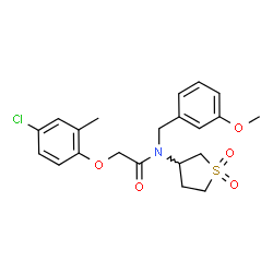 ChemSpider 2D Image | 2-(4-Chloro-2-methylphenoxy)-N-(1,1-dioxidotetrahydro-3-thiophenyl)-N-(3-methoxybenzyl)acetamide | C21H24ClNO5S