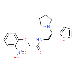 ChemSpider 2D Image | N-[2-(2-Furyl)-2-(1-pyrrolidinyl)ethyl]-2-(2-nitrophenoxy)acetamide | C18H21N3O5