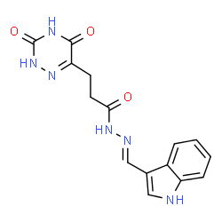 ChemSpider 2D Image | 3-(3,5-Dihydroxy-1,2,4-triazin-6-yl)-N'-[(E)-1H-indol-3-ylmethylene]propanehydrazide | C15H14N6O3