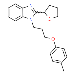 ChemSpider 2D Image | 1-[3-(4-Methylphenoxy)propyl]-2-(tetrahydro-2-furanyl)-1H-benzimidazole | C21H24N2O2