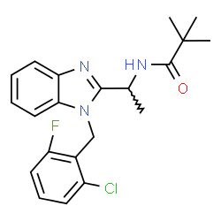 ChemSpider 2D Image | N-{1-[1-(2-Chloro-6-fluorobenzyl)-1H-benzimidazol-2-yl]ethyl}-2,2-dimethylpropanamide | C21H23ClFN3O