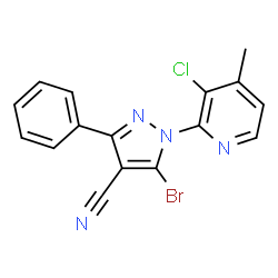 ChemSpider 2D Image | 5-Bromo-1-(3-chloro-4-methyl-2-pyridinyl)-3-phenyl-1H-pyrazole-4-carbonitrile | C16H10BrClN4