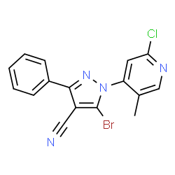 ChemSpider 2D Image | 5-Bromo-1-(2-chloro-5-methyl-4-pyridinyl)-3-phenyl-1H-pyrazole-4-carbonitrile | C16H10BrClN4