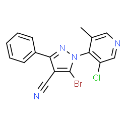 ChemSpider 2D Image | 5-Bromo-1-(3-chloro-5-methyl-4-pyridinyl)-3-phenyl-1H-pyrazole-4-carbonitrile | C16H10BrClN4