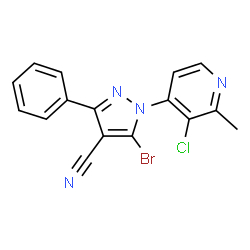 ChemSpider 2D Image | 5-Bromo-1-(3-chloro-2-methyl-4-pyridinyl)-3-phenyl-1H-pyrazole-4-carbonitrile | C16H10BrClN4