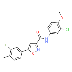 ChemSpider 2D Image | N-(3-Chloro-4-methoxyphenyl)-5-(3-fluoro-4-methylphenyl)-1,2-oxazole-3-carboxamide | C18H14ClFN2O3