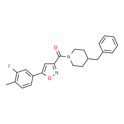 ChemSpider 2D Image | (4-Benzyl-1-piperidinyl)[5-(3-fluoro-4-methylphenyl)-1,2-oxazol-3-yl]methanone | C23H23FN2O2