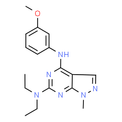 ChemSpider 2D Image | N6,N6-diethyl-N4-(3-methoxyphenyl)-1-methylpyrazolo[3,4-d]pyrimidine-4,6-diamine | C17H22N6O