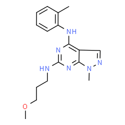 ChemSpider 2D Image | N~6~-(3-Methoxypropyl)-1-methyl-N~4~-(2-methylphenyl)-1H-pyrazolo[3,4-d]pyrimidine-4,6-diamine | C17H22N6O