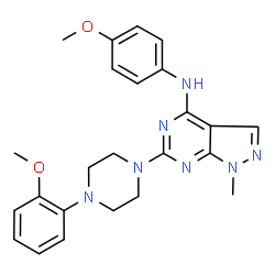 ChemSpider 2D Image | N-(4-methoxyphenyl)-6-[4-(2-methoxyphenyl)piperazin-1-yl]-1-methyl-1H-pyrazolo[3,4-d]pyrimidin-4-amine | C24H27N7O2