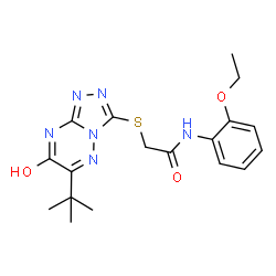 ChemSpider 2D Image | 2-[(6-tert-Butyl-7-hydroxy[1,2,4]triazolo[4,3-b][1,2,4]triazin-3-yl)sulfanyl]-N-(2-ethoxyphenyl)acetamide | C18H22N6O3S