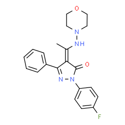 ChemSpider 2D Image | (4Z)-2-(4-Fluorophenyl)-4-[1-(4-morpholinylamino)ethylidene]-5-phenyl-2,4-dihydro-3H-pyrazol-3-one | C21H21FN4O2