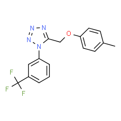 ChemSpider 2D Image | 5-[(4-Methylphenoxy)methyl]-1-[3-(trifluoromethyl)phenyl]-1H-tetrazole | C16H13F3N4O